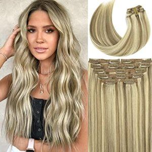 Blonde Highlighted Remy Clip-in Hair Extensions (22 inch)